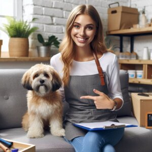 women smiling and doing pet sitting business