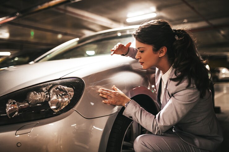 women analyzing car detailing