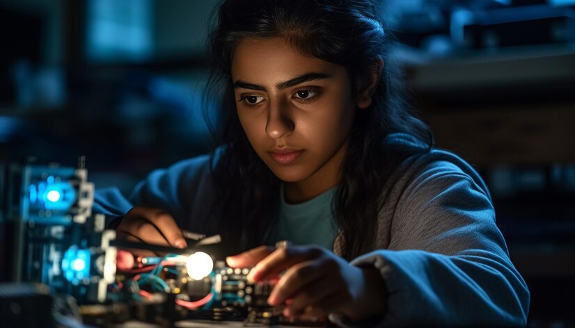 women doing mobile repairing