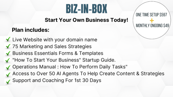 Biz In a Box Package Start and grow your business with AI